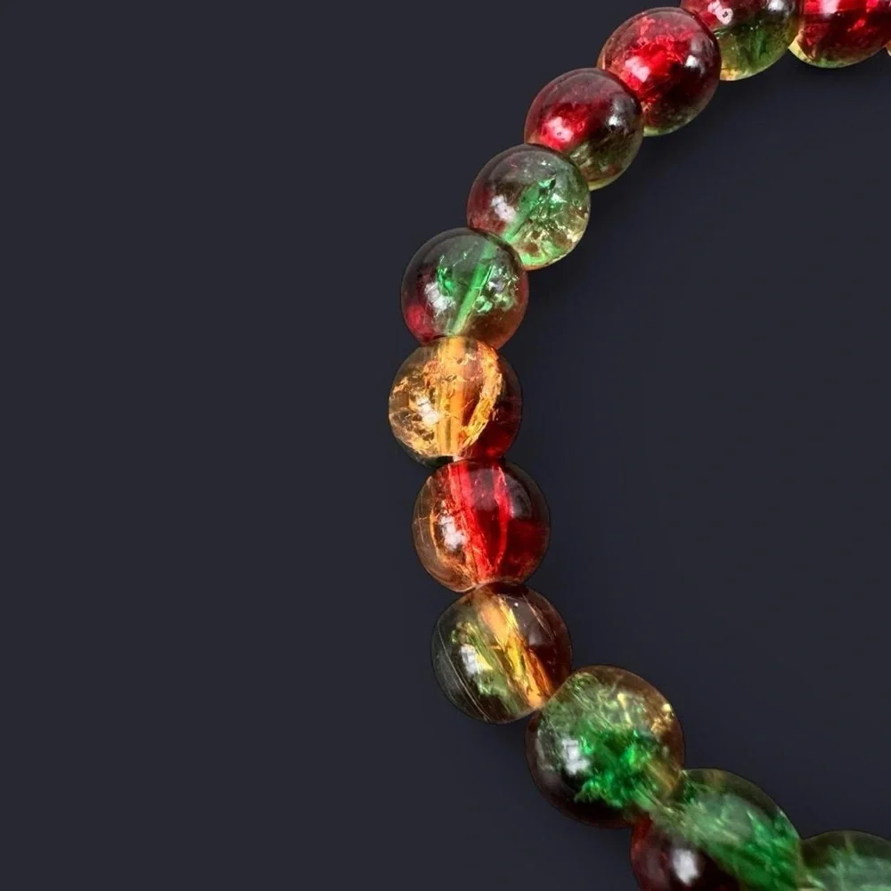 Sunflare Crackle Glass Bead Bracelet
